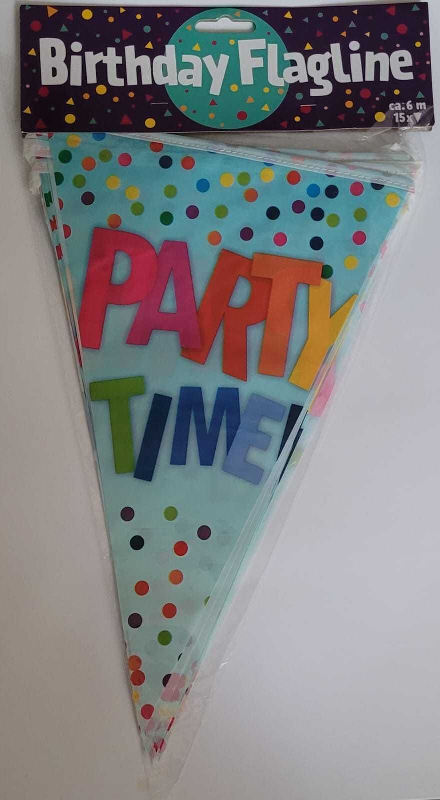 Chorągiewki Urodzinowe Girlanda 6 m – Dekoracja „Party Time” Urodziny