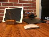 Stylowa, stojak, drewniana podstawka pod telefon, tablet, iPad