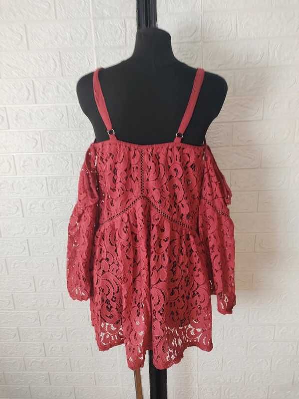 Piękna seksowna bluza tunika koronka stan idealny minik pink rozmiar L