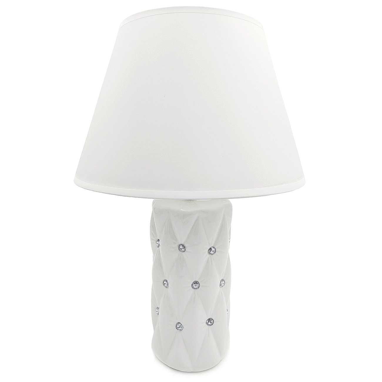 Lampka nocna biała lampa stołowa glamour do salonu sypialni na biurko
