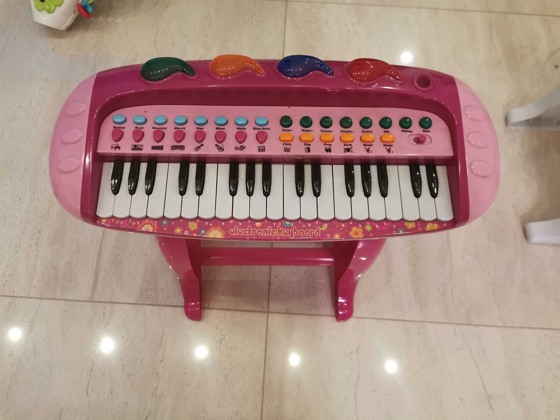 Pianino Pianinko Organy Keybord Dla Dzieci Różowe