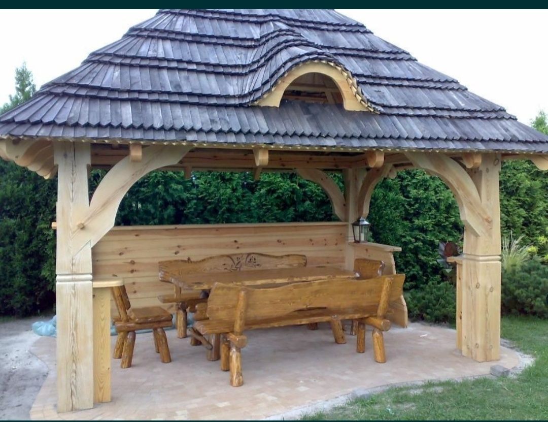 -WYPRZEDAŻ !!! 1stół +2lawki dł. 200cm- Biesiadne Meble Ogrodowe