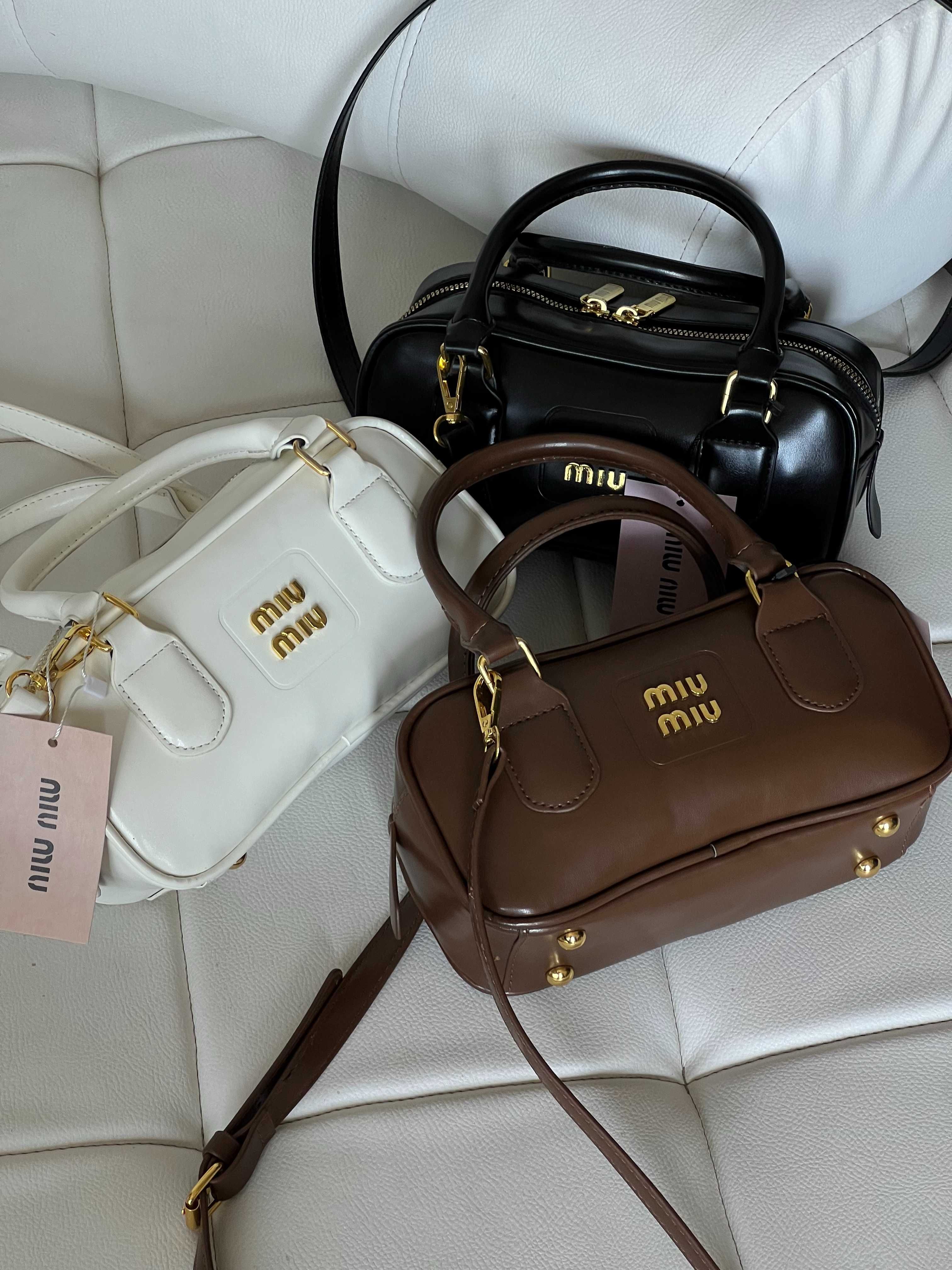 Сумка через плечо Miu Miu чорна біла Миу Миу