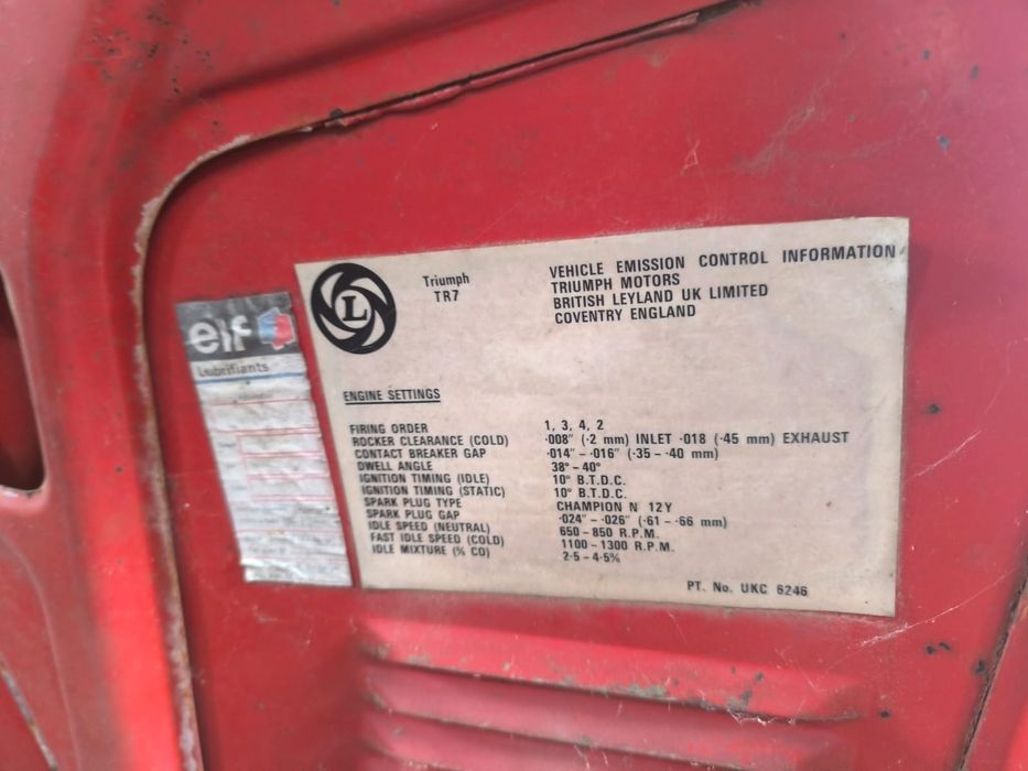 Triumph  TR7.  Zabytki. Zabytkowy .  Okazja.