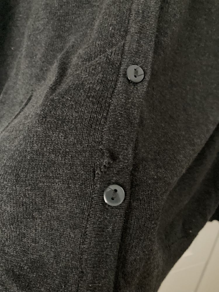Kardigan 100% bawełna H&M Basic kolor grafitowy USZKODZONY