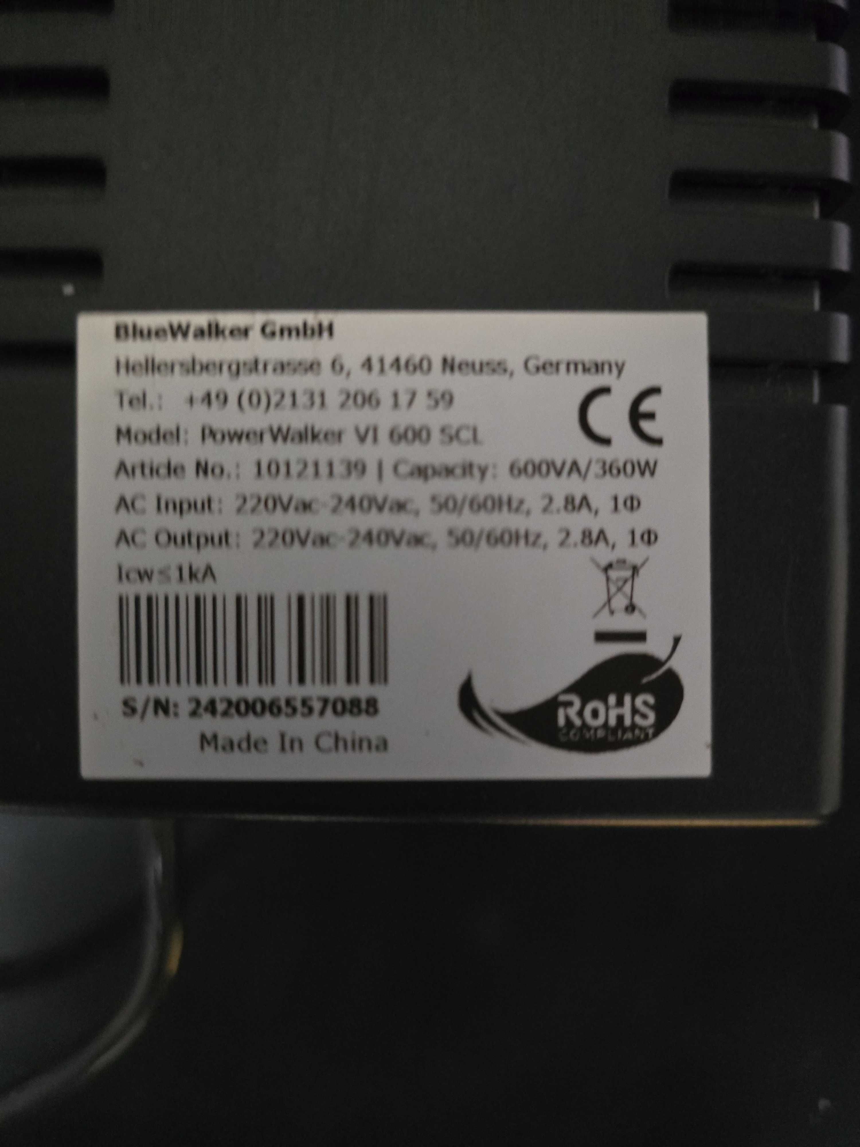 Ups  Power Walker LINE-INTERACTIVE 600VA/360W, 2xPL, USB, LCD, AVR
