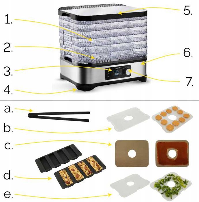 10w1 Duża Suszarka do Grzybów Owoców 450w inox timer +6 sit+9 dodatków