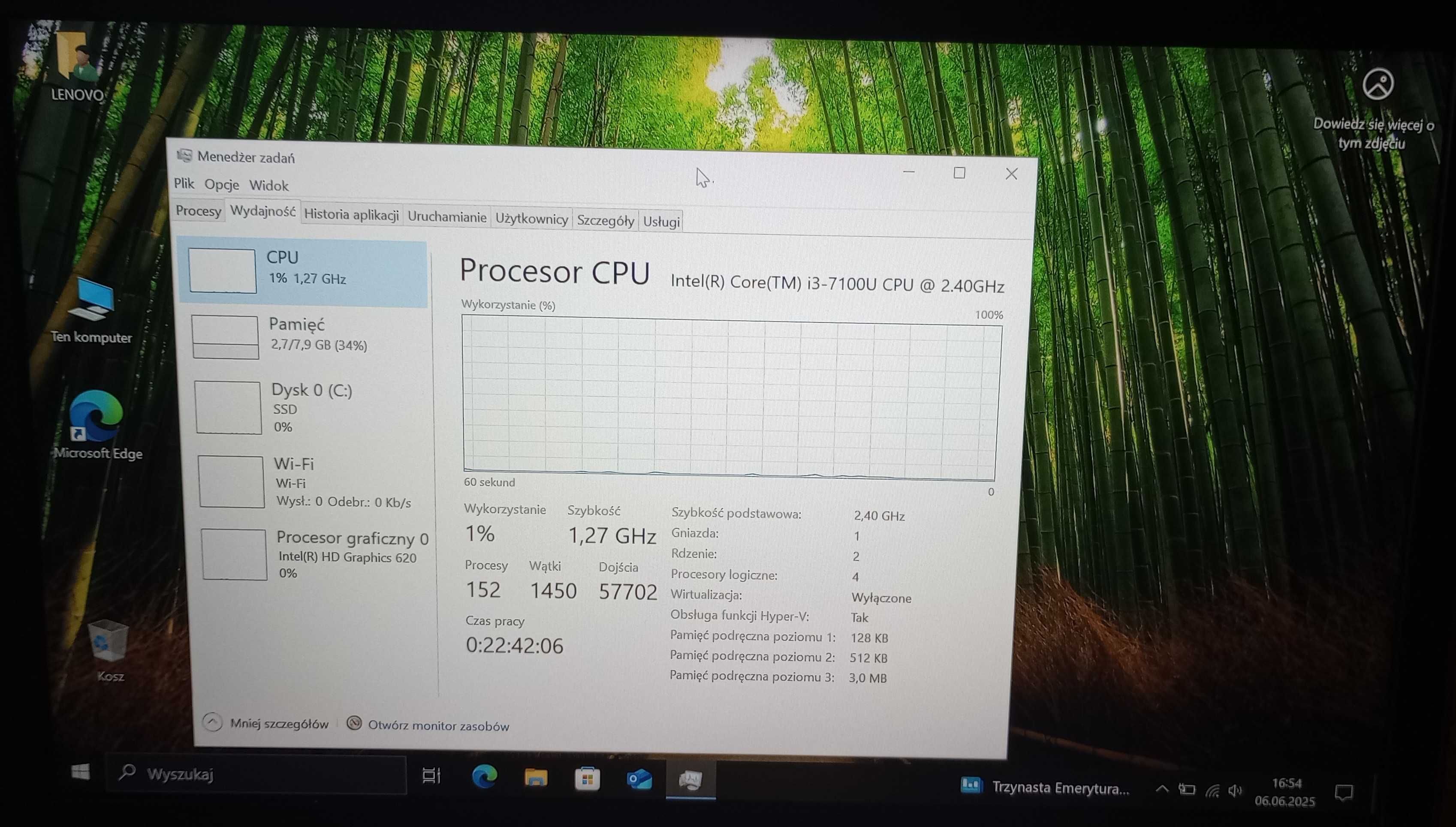 Laptop LENOVO ThinkPad Intel Core i3 4x2,4GHz 8GB RAM DDR4 256GB SSD
