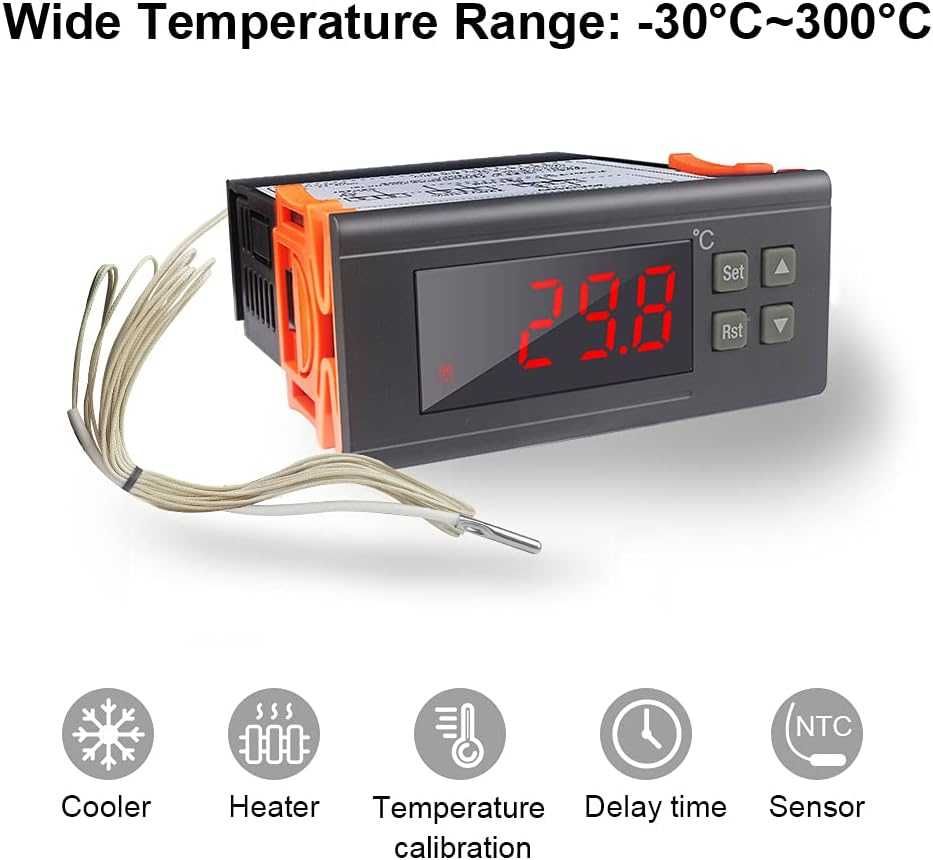 Regulator temperatury cyfrowy z sondą 30A 300C - KETOTEK KT8230