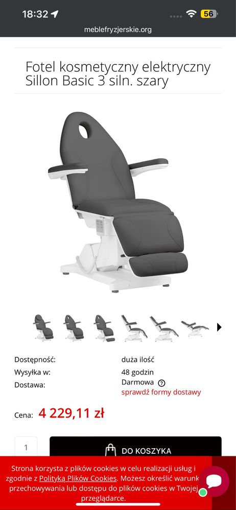 Fotel kosmetyczny elektryczny Sillon Basic