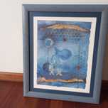 Quadro c moldura tons de azul