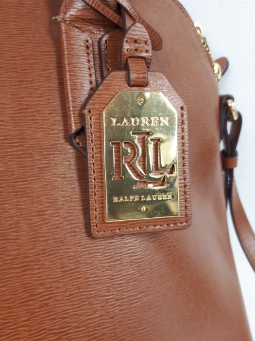 Ekskluzywna torebka RALPH LAUREN brązowa koniakowa kuferek elegancka