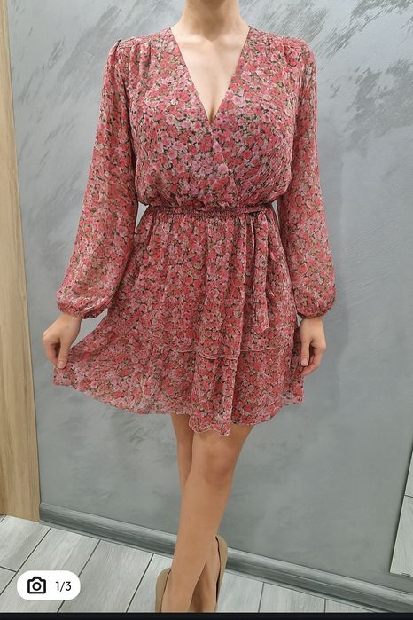 Nowa sukienka 38 kopertowa w kwiaty wesele Komunia Chrzest