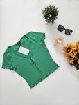 Crop top z wycięciami na guziczki zielony bawełna elastan Monki 36 S