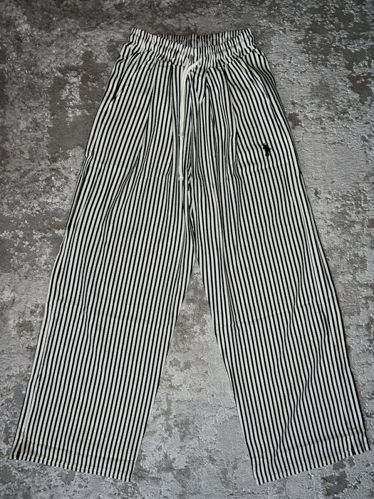 Штани в смужку лого Polo світло бежеві для дівчинки