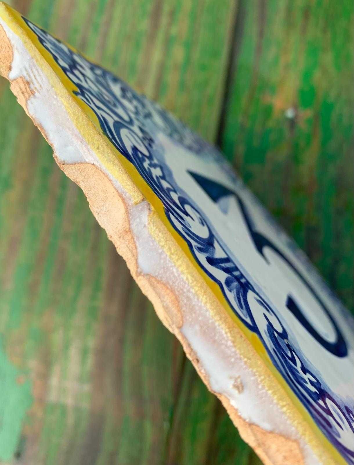 Azulejo pintado à mão - Número de Porta, Rústico em Terracotta
