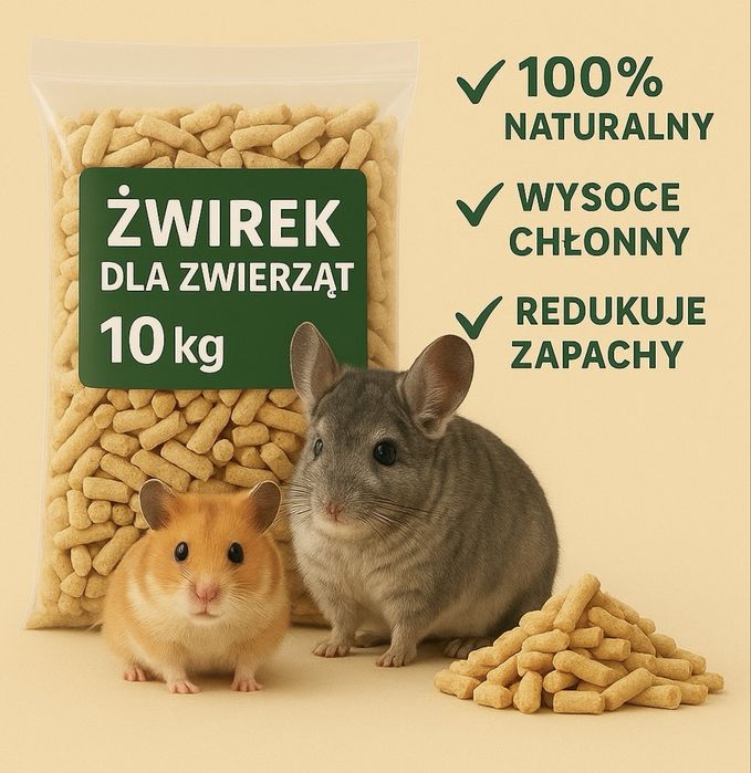 Pellet żwirek drewniany jasny z trociny dla zwierząt 10kg