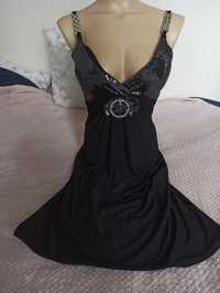 Sukienka z cekinami damska czarna