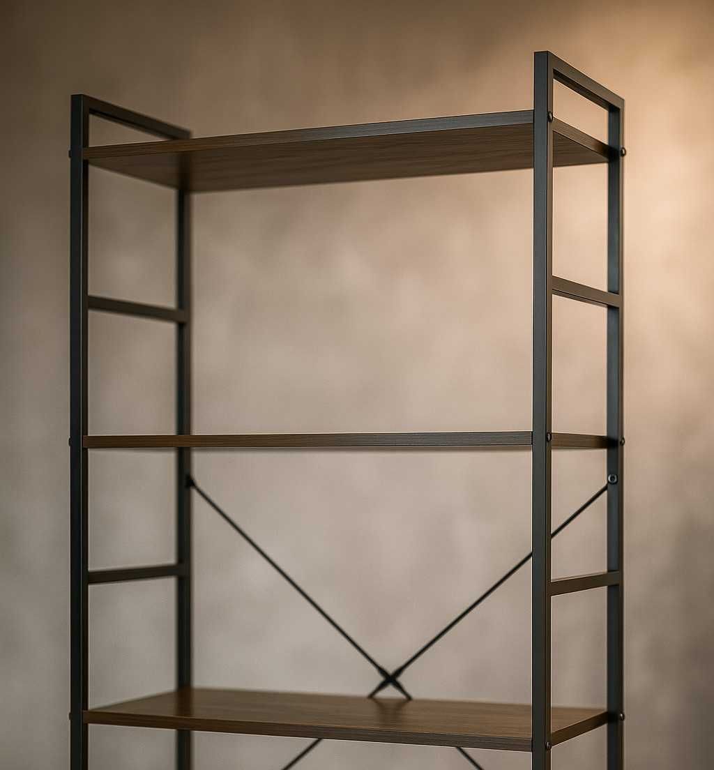 NOWY Regał Na Książki Loft Metalowy Stelaż Półki Dąb Do Biura OKAZJA