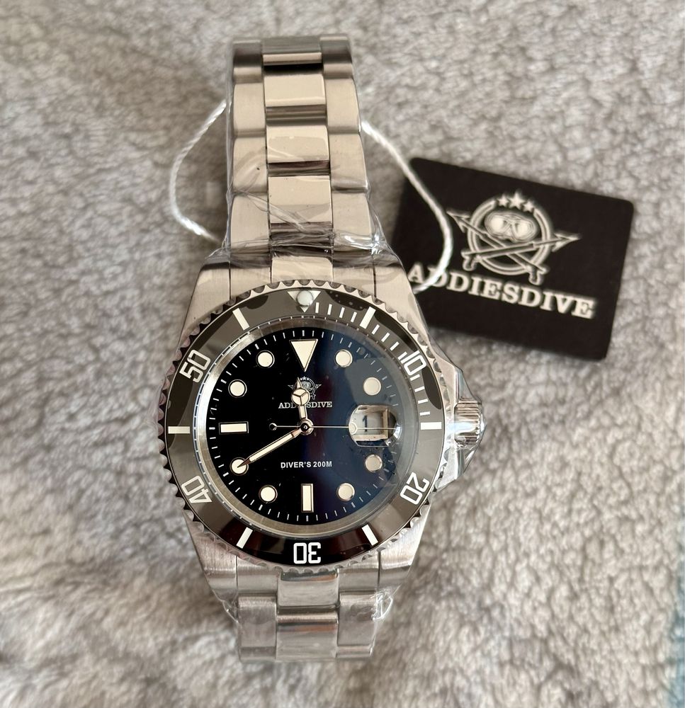 ADDIESDIVE zegarek kwarcowy jak rolex 200m submariner 41 mm miyota