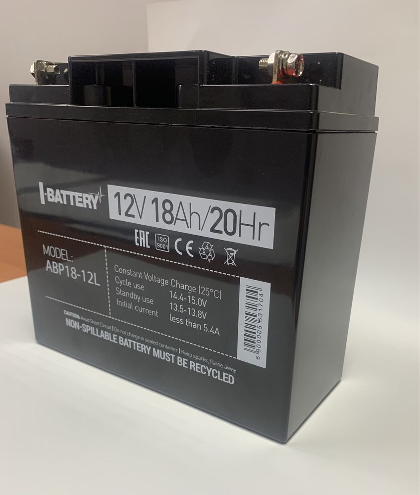 Аккумулятор 12В 18АЧ для ИБП I-BATTERY ABP-18-12L