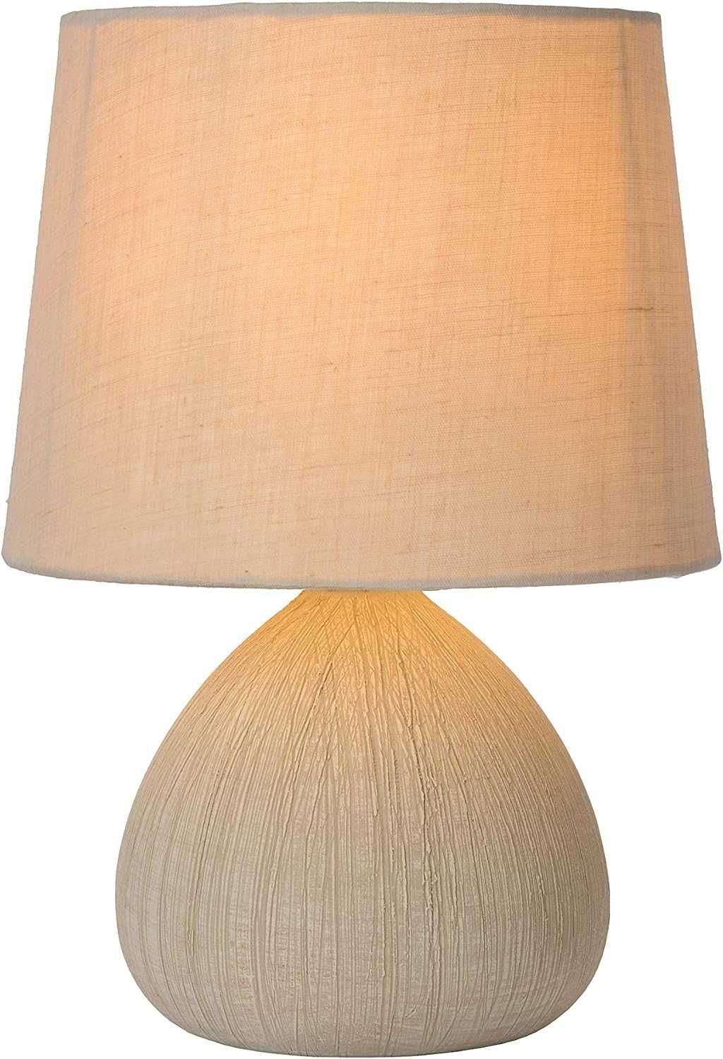 Lampa Stołowa CERAMICZNA Beżowa Funkcja Ściemniania 40W