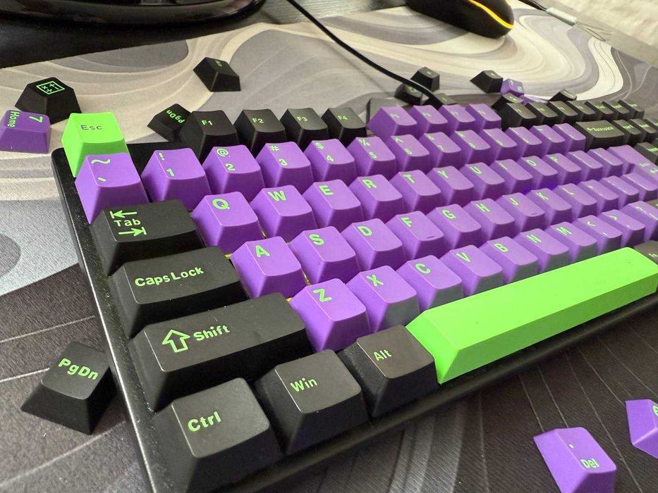 Keycapy CYBERPUNK / ANIME PBT – Fioletowo-Zielony Kultowy Styl