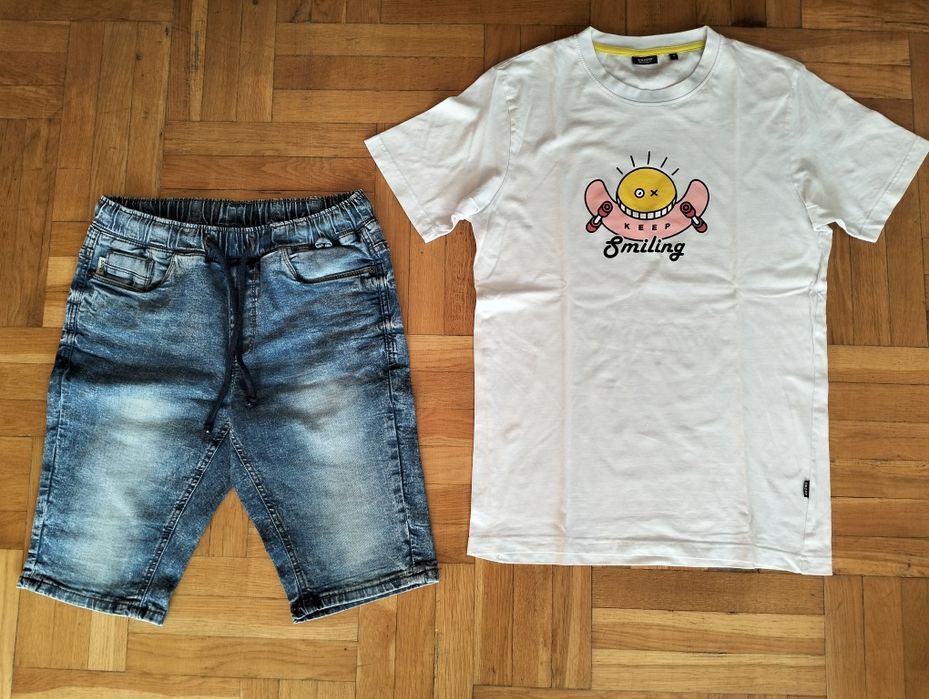 Cropp krótkie joggery + t-shirt roz. S męskie/młodzieżowe