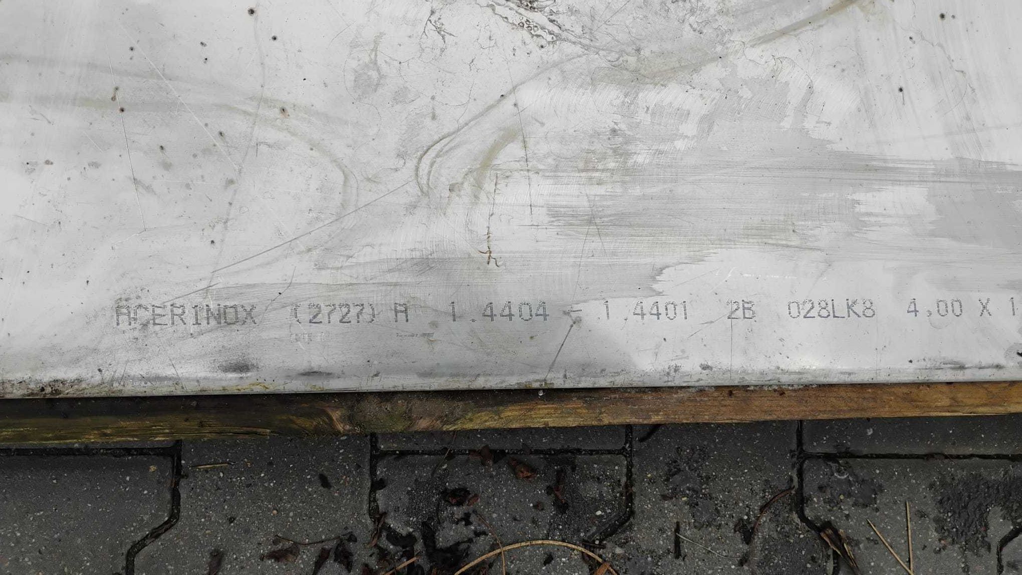Blacha nierdzewna  gatunek 1.4404 arkusze 3000x1500 4mm