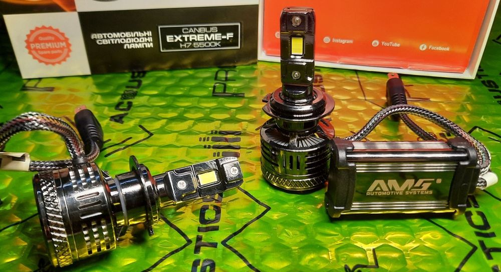 Світлодіодні LED лампи AMS Extreme-F H7/Н11/HB3/HB4 5500K CANBUS/120W