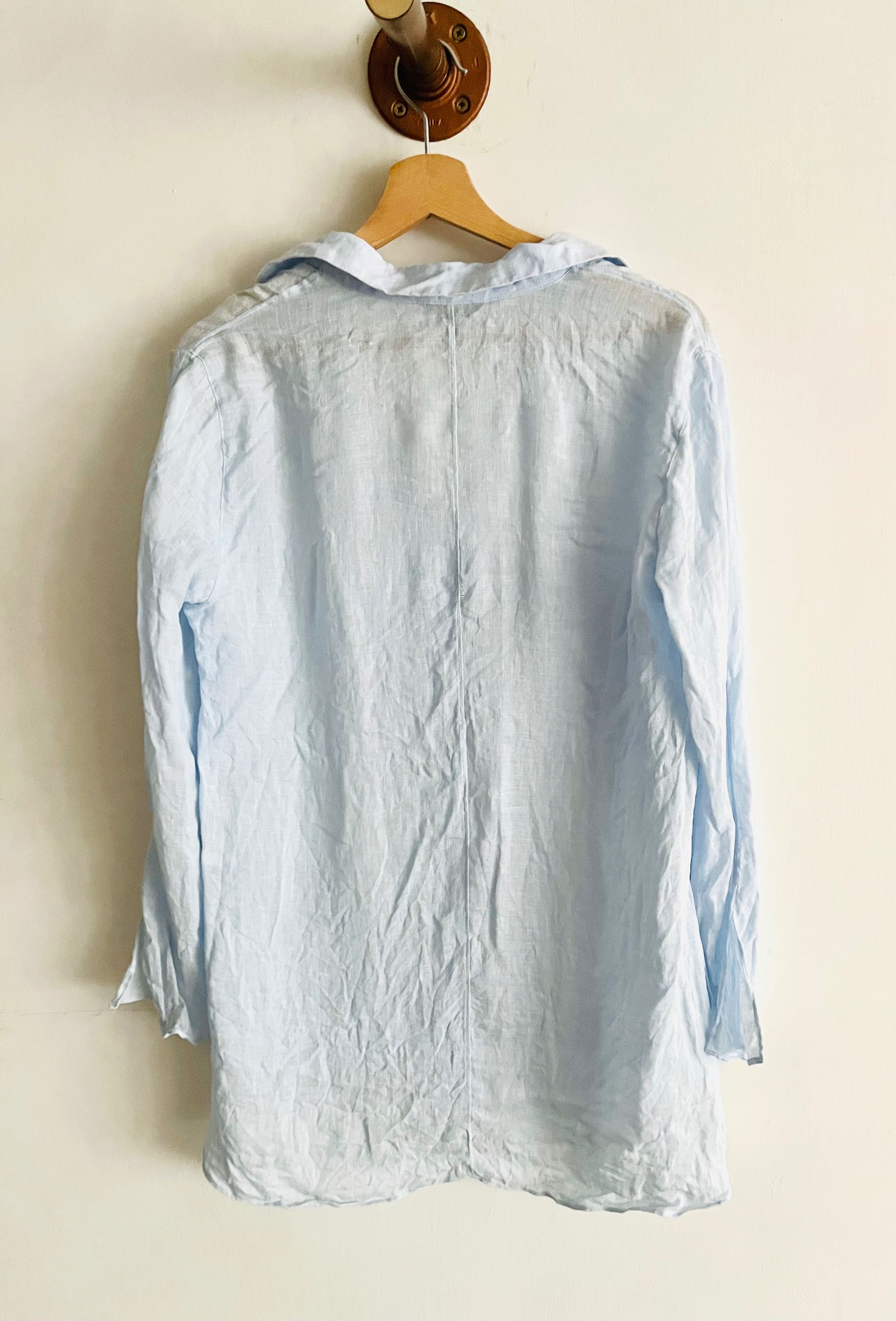 Massimo Dutti Koszula 100% lniana r. M Niebieska