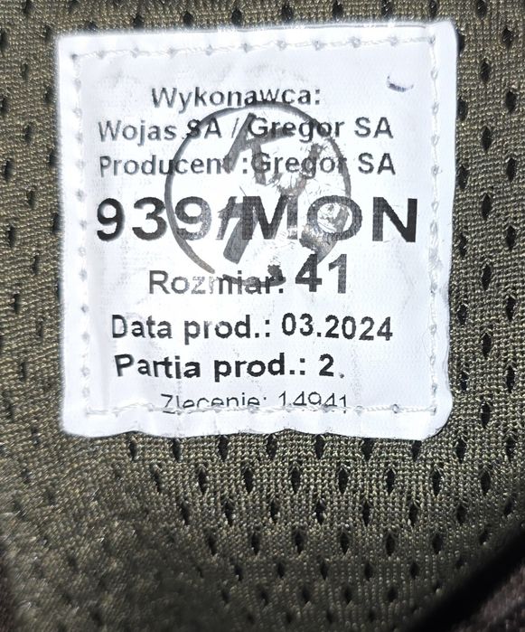 Trzewiki Buty Wojskowe wz. 939/MON GREGOR Oryginalne NOWE rozm. 41