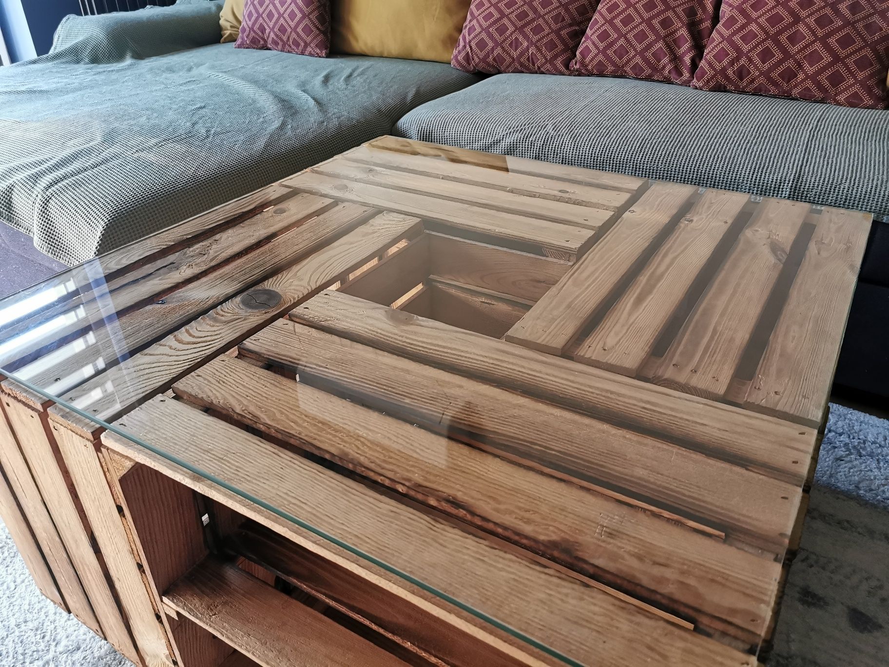 Stolik kawowy w stylu Loft, wymiar 80 x 80