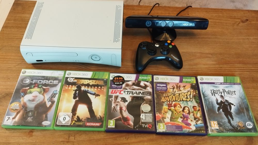 XBOX 360 - Kinect, pad, 5 gier, Harry Potter, UFC