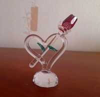 Сувенир Сердце и роза, изготовлено из стекла - ручная работа, новый