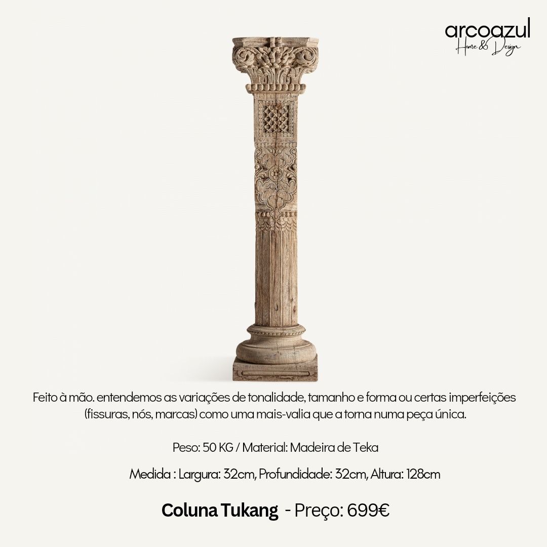 Coluna Tukang - Peça artensanal e Oriental By Arcoazul