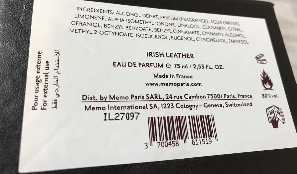 Irish Leather Memo Parish оригинал новый  75мл