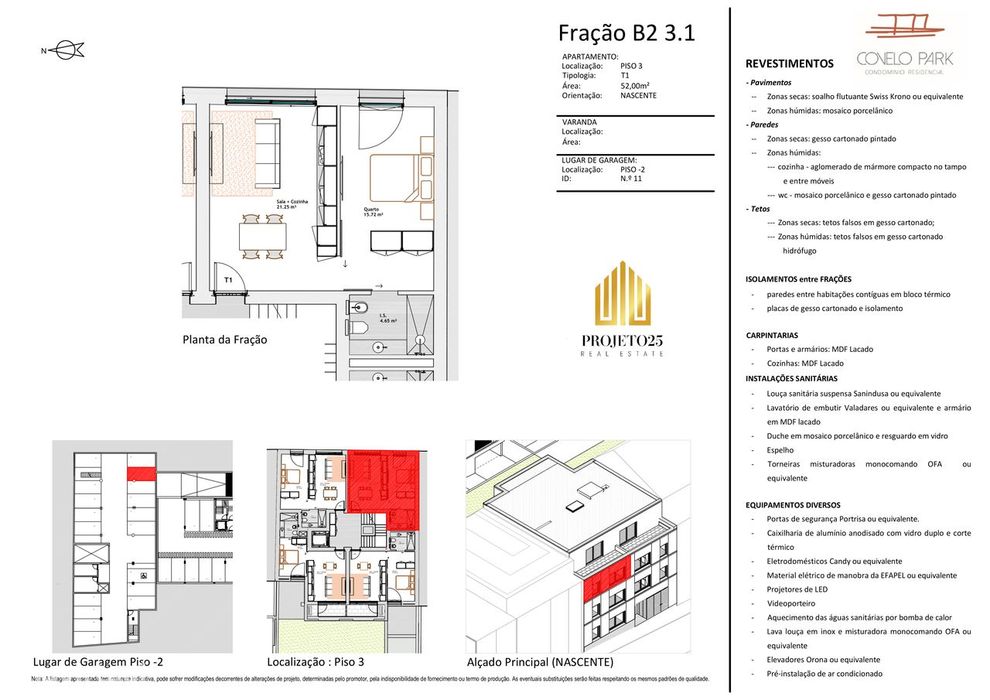 T1 NOVO em Condº Fechado, Jardim privativo, zona Faria de Guimarães.