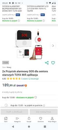 Przycisk alarmowy SOS dla seniora starszych TUYA Wifi aplikacja