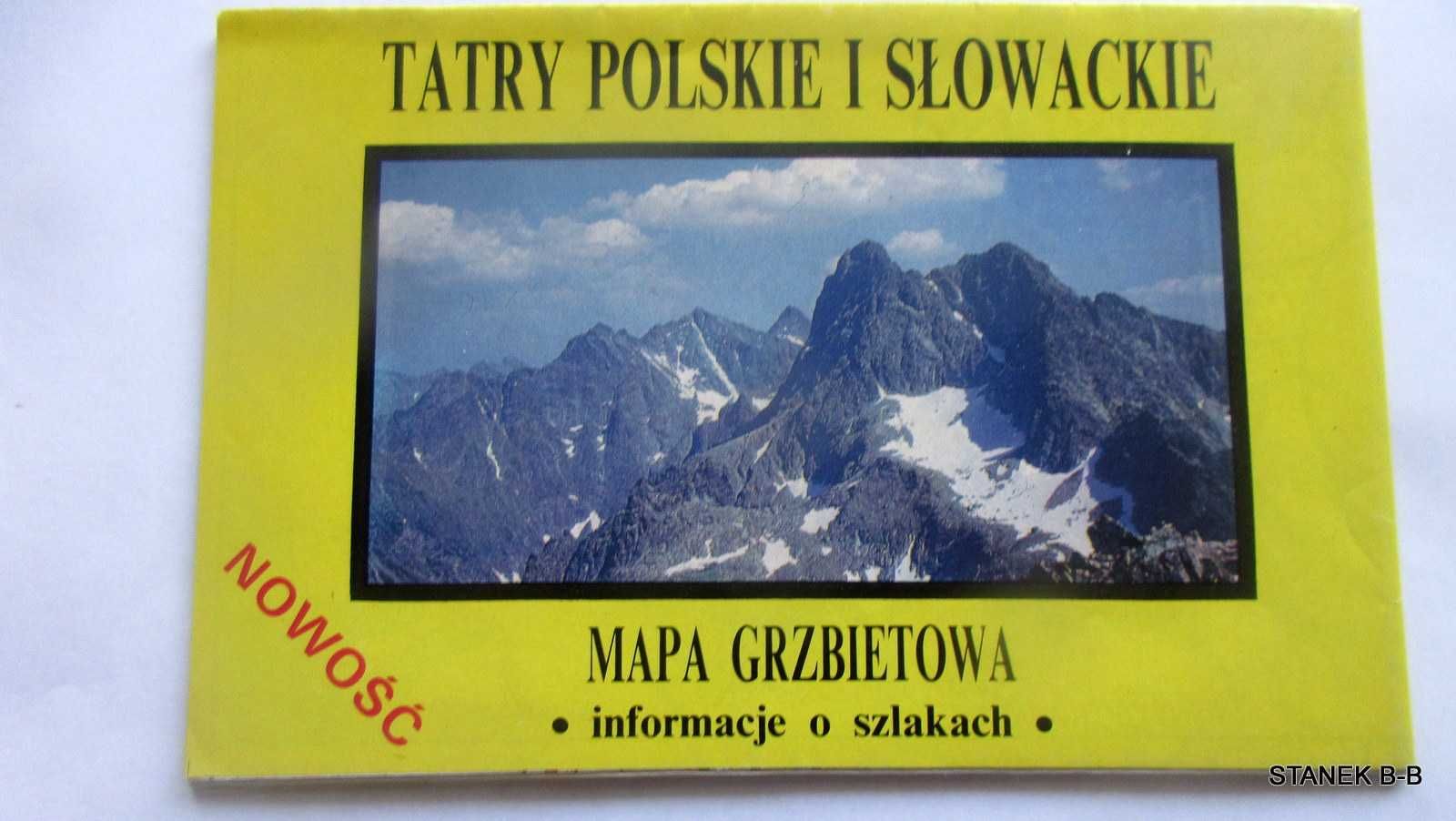 Mapa grzbietowa Tatry polskie i słowackie