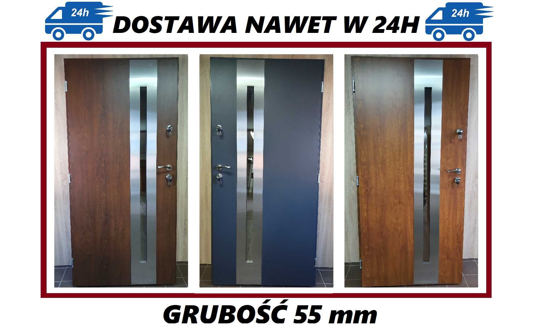 Drzwi zewnętrzne model "RON" 80, 90 SZYBKA DOSTAWA, orzech, winchester