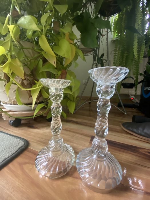 Świeczniki  szklane 2 szt   vintage