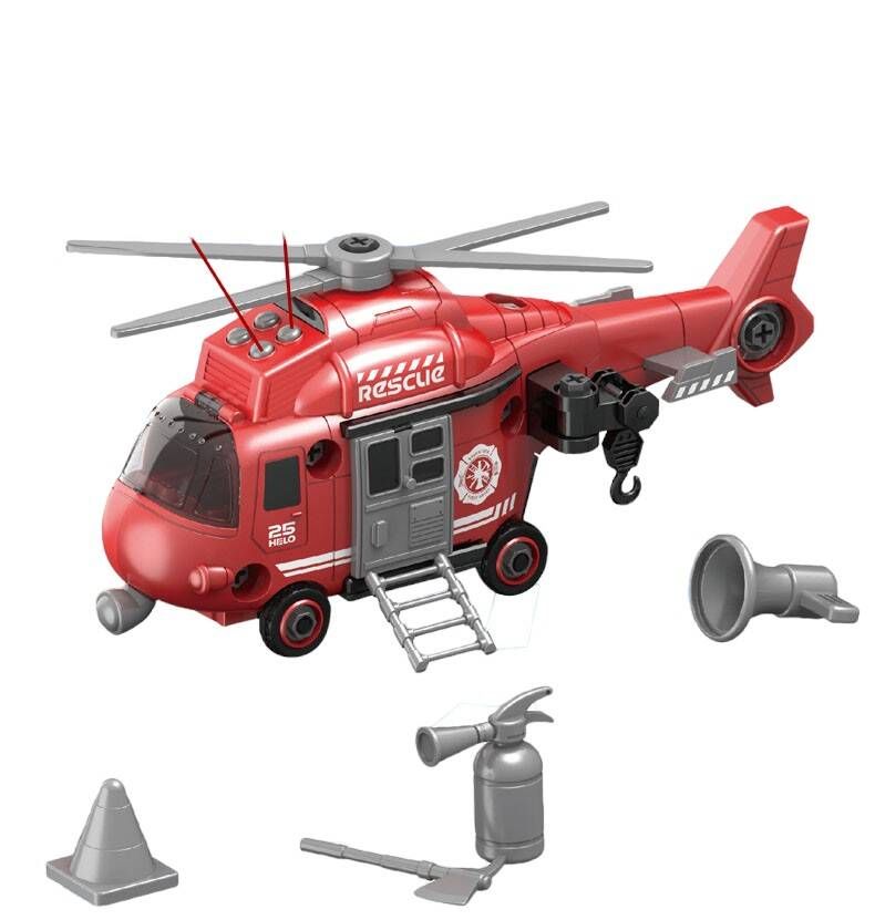 Helikopter Strażacki Ratunkowy Duży Zabawka Śmigłowiec Do Skręcania