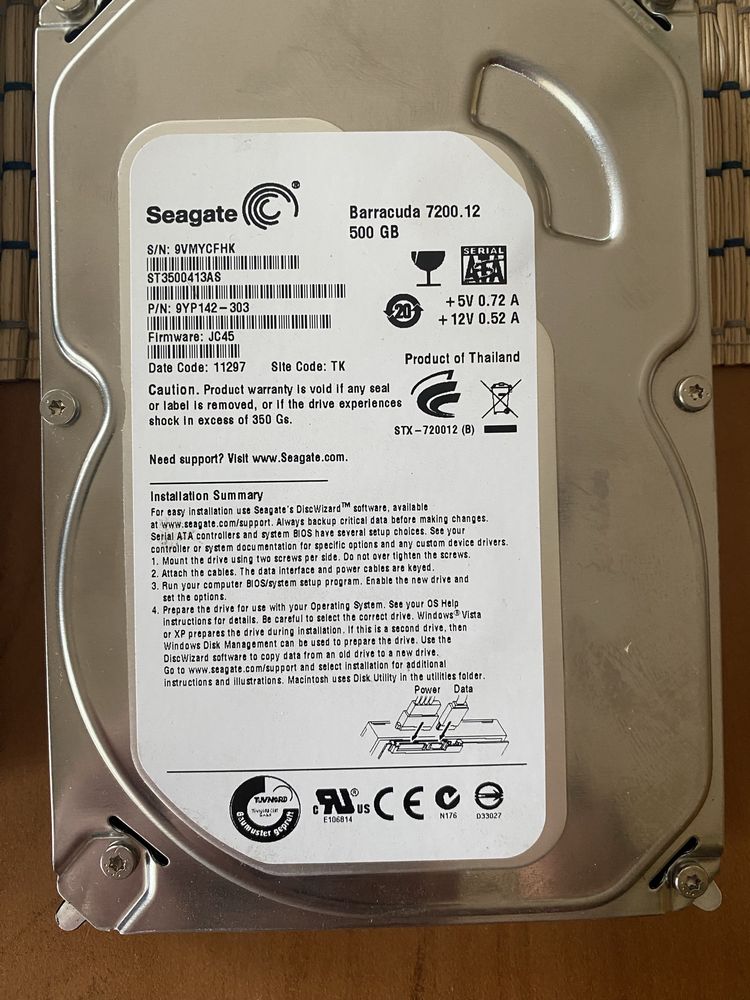 Dysk HDD 3,5" Seagate Barracuda 500gb