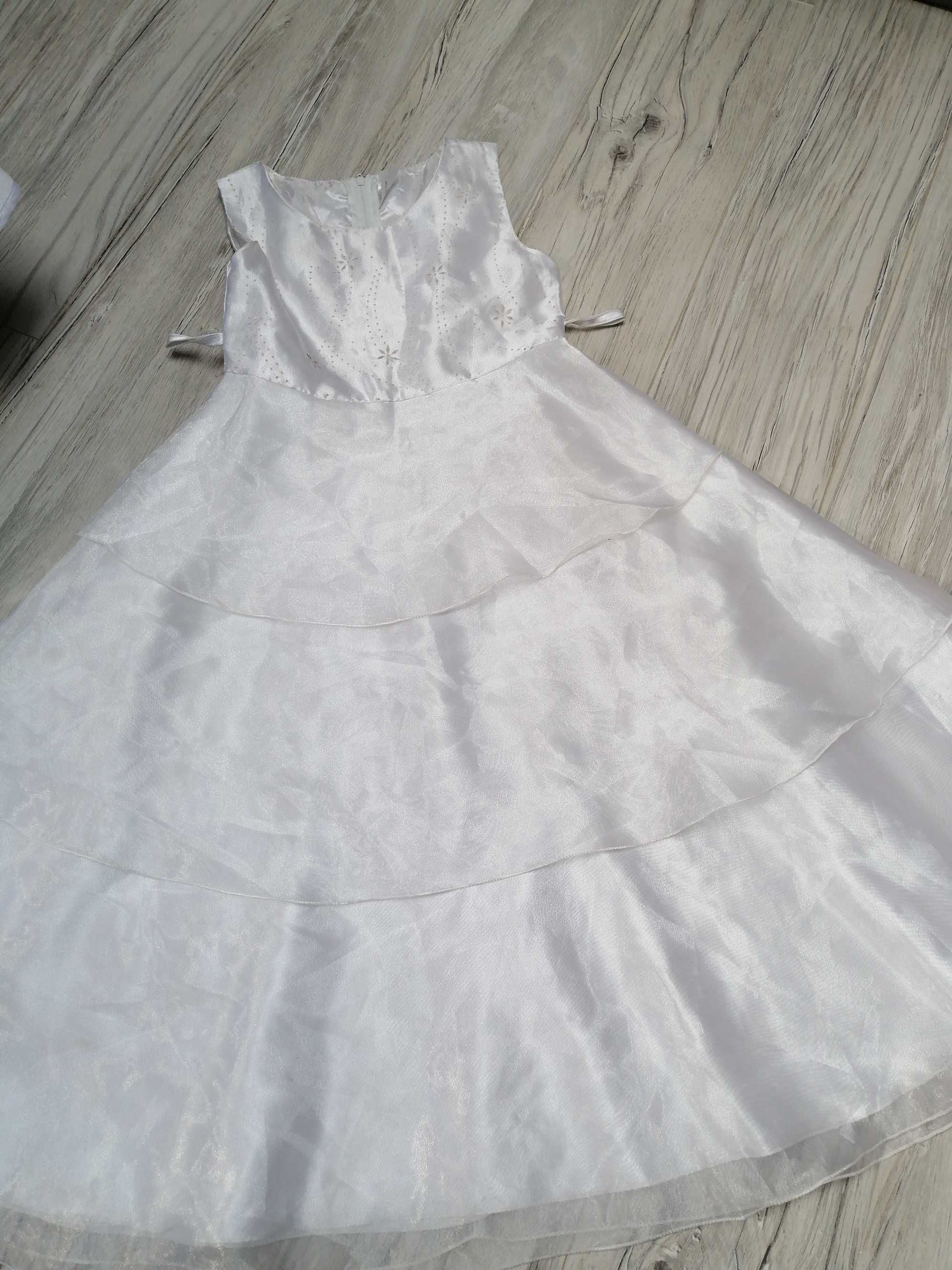 Sukienka biała do sypania kwiatków 116-122