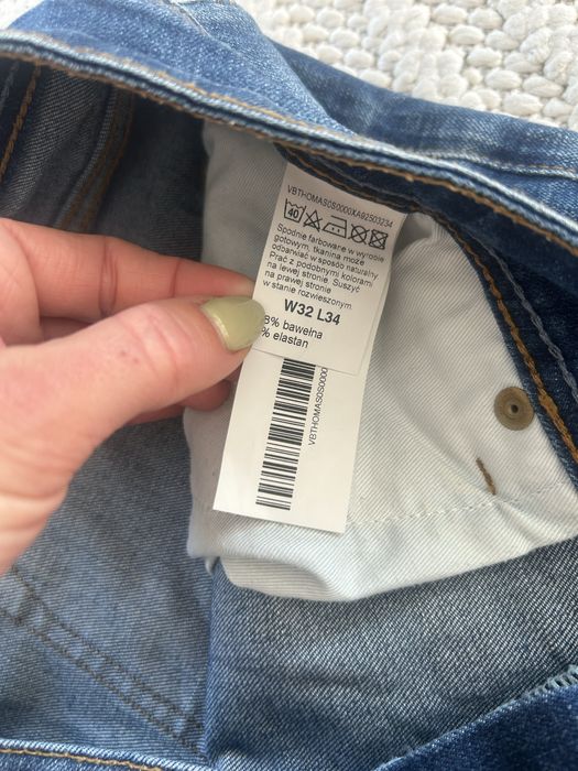 Jeansy męskie Vistula granatowe klasyczne dżinsy slim fit skinny