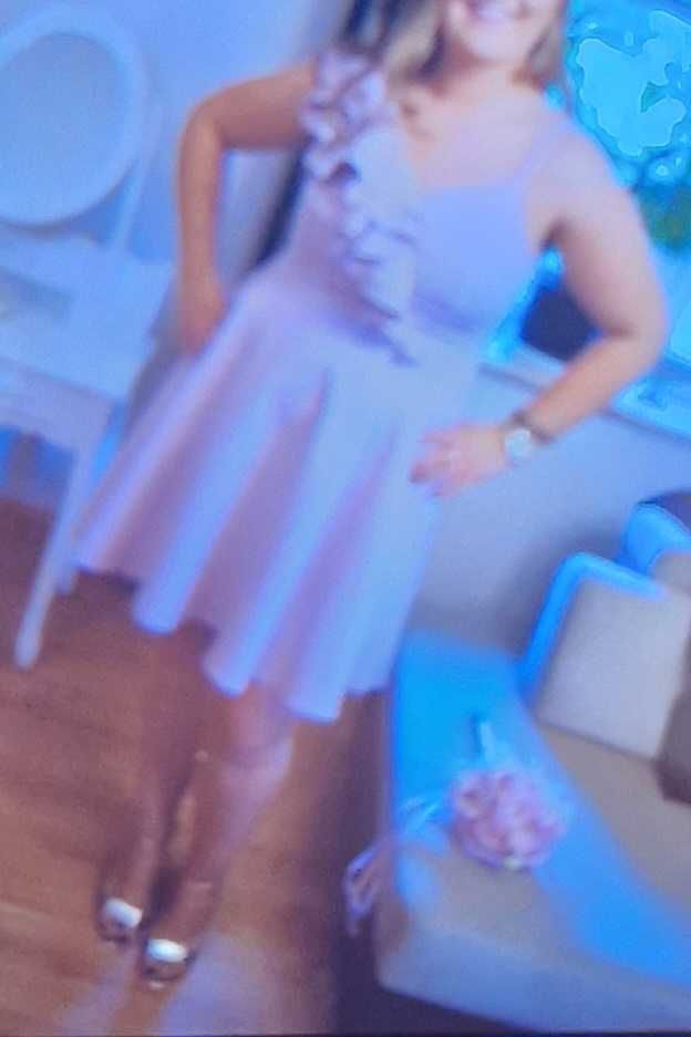 Sukienka na wesele elegancka blady róż 44 rozmiar