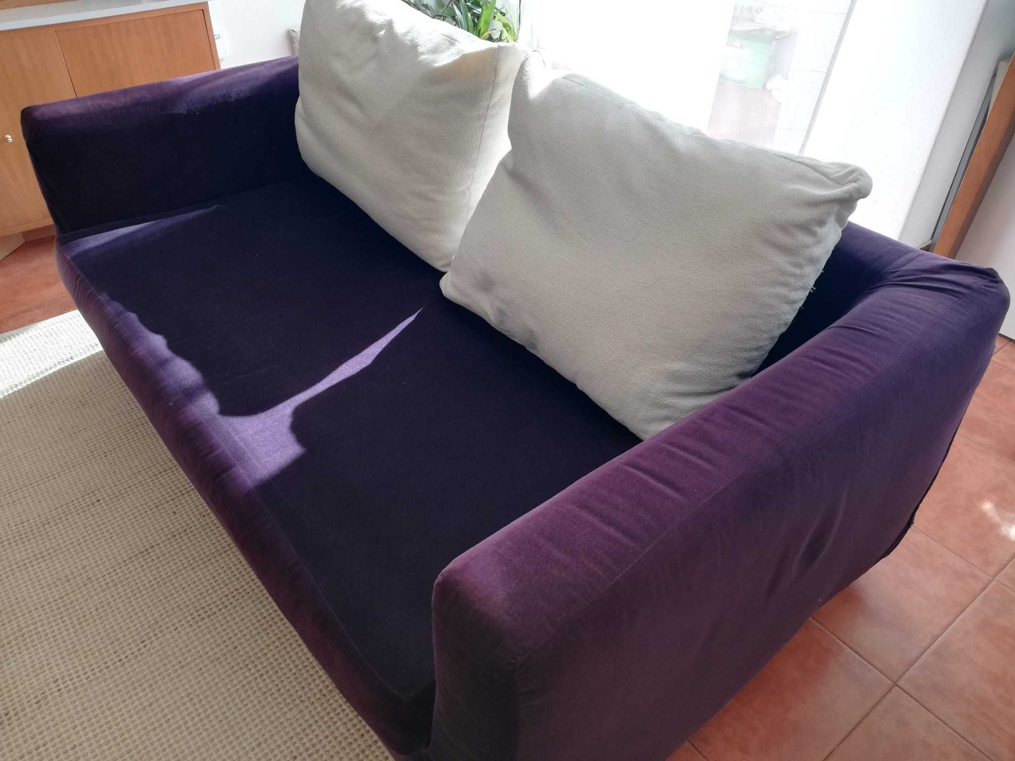 Sofá de veludo de 2 lugares (francês),+  1 individual 1 carpete Ikea