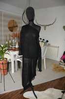44-52 tunika czarna siateczka mgiełka maxi sukienka długa