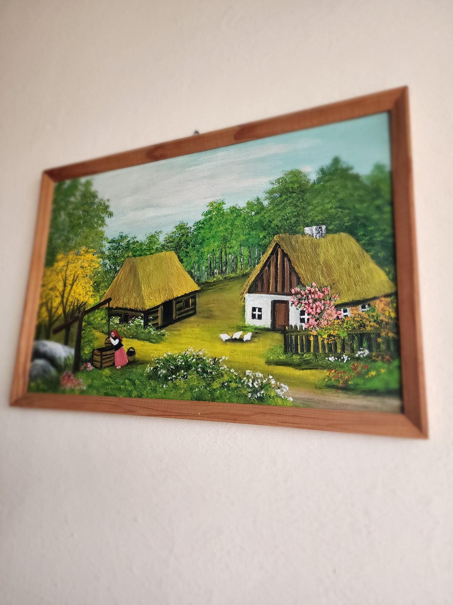 Obraz ręcznie malowany z okresu PRL